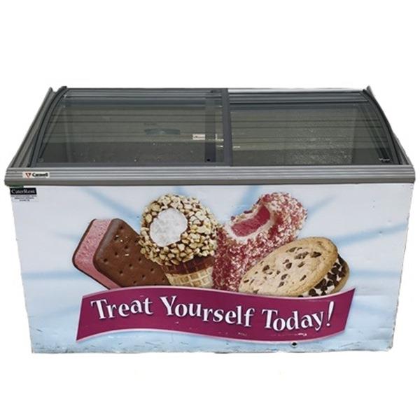 Novelty Freezer with Curved Glass Sliding Top