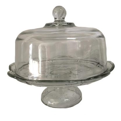 Glass cake stand with cover