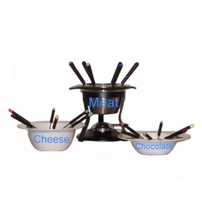 Fondue Set, Meat-cheese-chocolate labeled