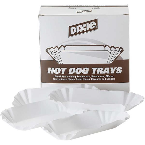 500 TRAY 8" WHITE FLUTED PAPER HOT DOG TRAY SCHOOLS/RESTAURANTS/SHIPS PRIORITY 
