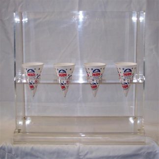 Acrylic display shown with four cones