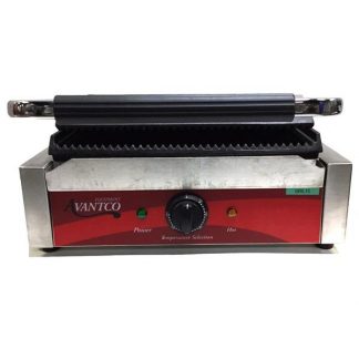 Avantco P78 Commercial Panini Sandwich Grill with Grooved Plates
