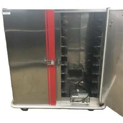 Double Door Holding Oven with open door showing pan racking