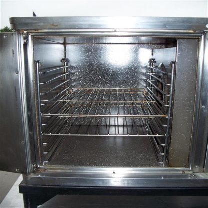 Electric convection oven bolted open