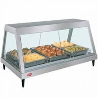 Warmer, Glass Display, 3 - 1/2 Pans, with food example