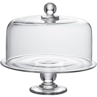 Glass cake stand with cover