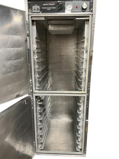 Holding oven for sheet pans, door open