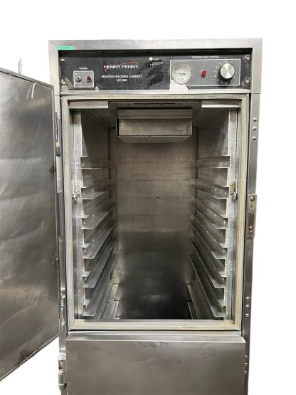 Holding oven for sheet pans, door open