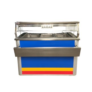 3 Well Steam Table, Blue w/red and yellow